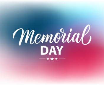 US Memorial Day holiday banner with hand drawn lettering and blurred background. United States national holiday background. Vector illustration.