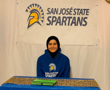 Danna Restom, online university prep student, smiles while celebrating her appointment to the San Jose State Spartans soccer team