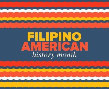 Filipino American History Month. Happy holiday celebrate annual in October. Philippines and United States flag. Culture month. Patriotic design. Poster, card, banner, template. Vector illustration