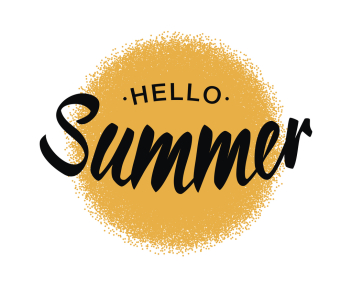 Black Vector Lettering Hello Summer with yellow sun